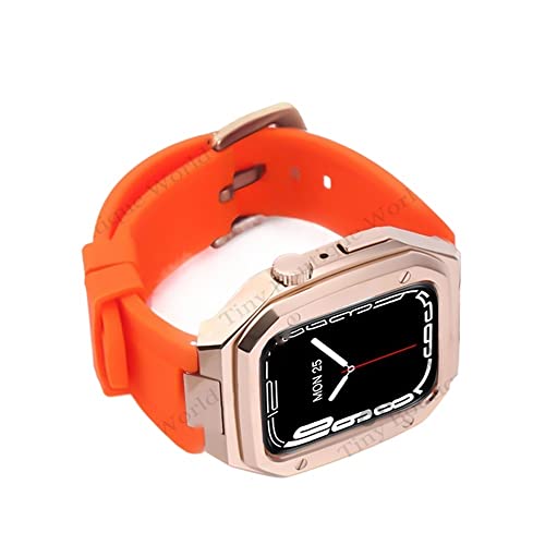 Bracelet caoutchouc Apple Watch 45mm avec boîtier métal pour le sport et le quotidien chic