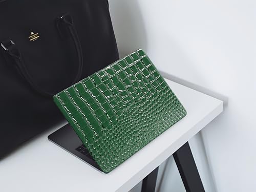 KEROM Crocodile Case for MacBook Neo 13 inch 2026 A18 Pro Chip A3404, Logo Cutout - Luxury Texture Aligator Skin Snakeskin PU Leather Hardshell Neo Laptop Case & Keyboard Cover, Emerald Green by KEROM - Used condition - Image 7
