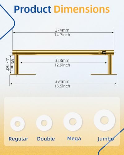 Image of RUACQ Paper Towel Holder Under Cabinet, Wall Mounted or Adhesive Stainless Steel Paper Towel Holder,Round Base Paper Towel Rack for Kitchen, RV, Bathroom (Brushed Gold)