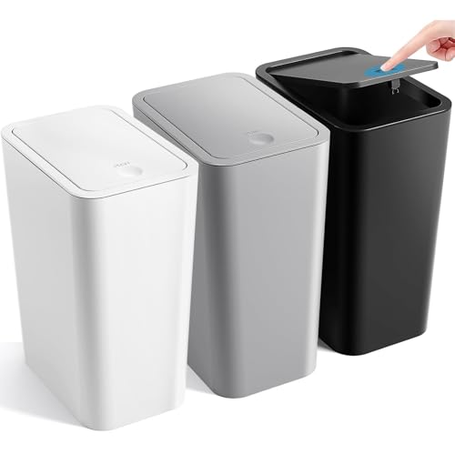 La Mejor Selección de Bote para Basura Con Tapa - 5 favoritos. 44 Juego de 3 Botes de Basura de Plástico,Cubo de Basura Impermeable, Cubeta de Basura de Baño,Bote de Basura con Tapa,Capacidad de 10 L,Para Recámara,Baño,Cocina,Sala de (Negro,...