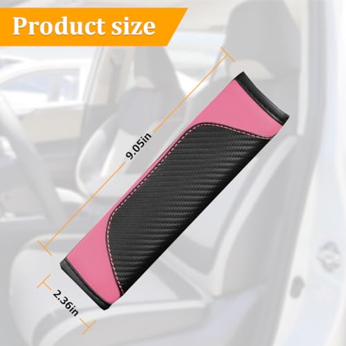 Image of Osilly 2PCS Car Seat Belt Cover, Carbon Fiber Seatbelt Shoulder Protection, Soft Car Seat Belt Strap Cushion Protect Your Neck and Shoulder, Car Accessories Seat Belt Pad for Car Truck (Pink)