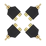 Psyqtsuary 4Pcs RCA Y Splitter Plug Adapter, 1 Male to 2 Female RCA Splitters AV Audio Splitter Y Adapter for Audio Video AV TV Cable Convert (Black)