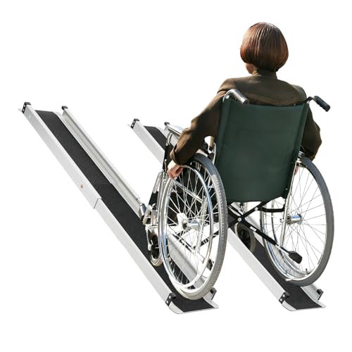 Rampe telescopiche per sedia a rotelle, 2 pezzi, in lega di alluminio, per sedia a rotelle con custodia, rampa di carico in alluminio fino a 661,39 lbs,per la casa