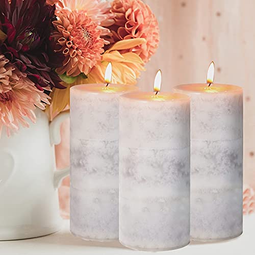 Immeiscent Pillar Candles Cozy Cotton Scented,Set Of 3 Mottled Candles, Aromatherapy Candles For Weddings, Home Decorations, Spa, Restaurant (Cozy Cotton 3"X6") #TOP5