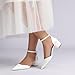 Imagen de TNMIUH Zapatos de Boda cómodos de tacón bajo para Mujer con tacón de Bloque Punta Cerrada y Tira al Tobillo de satén para Novia Zapatos de Vestir de tacón bajo