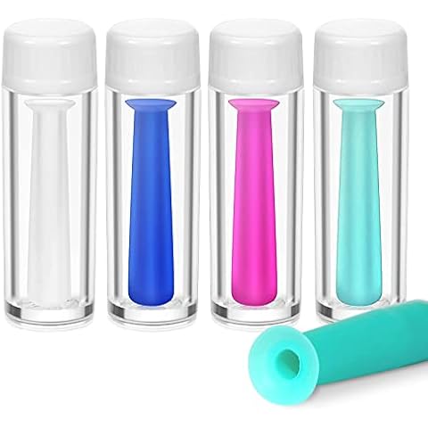 Luokeily 4 Pieces Silicone Contact Lens Inserter, Daily Hard and Soft Contact Lens Remover Tools, Contact Lenes Suction Holderwith Storage Case for Home Travel, 4 Colors Cover