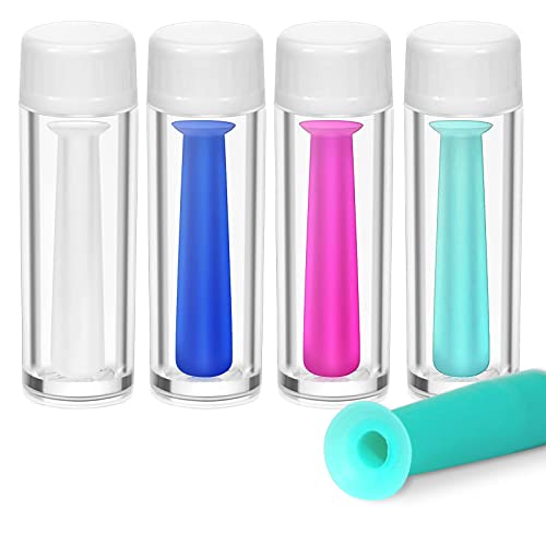 Luokeily Lot de 4 inserts en silicone pour lentilles de contact,outils de retrait de lentilles de contact durs et souples,avec étui de rangement pour la maison,les voyages,4 couleurs,Luokeily-122 Cover