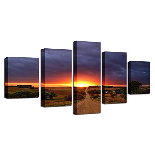 Impression sur toile sunrise 5 pièces pour habiller un grand mur blanc sans cadre