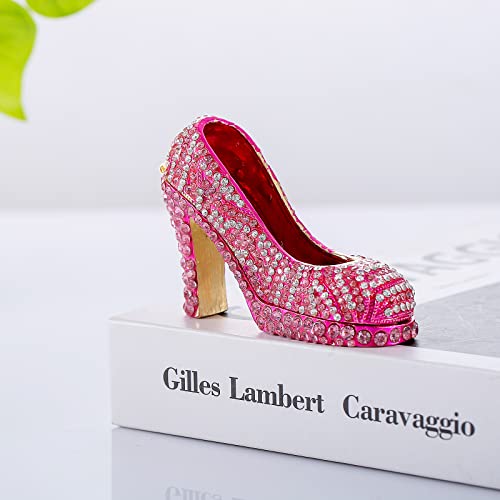 Ingbear Pink High Heels Figurine Hinged Trinket Boxes, Unique Gift For Mother's Day, Hand-Plated Enameled Jewelry Box, Ornaments For Home Decor. #TOP3