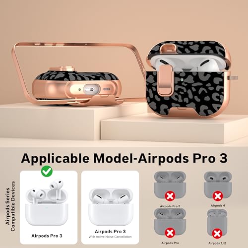 Image of for Apple AirPods Pro 3 Case 2025 with Safety Lock & Foldable Phone Stand | Double Drop Protection,Two-Piece Design, Airpod Pro 3 Case with Keychain & Cleaner Kit, Support Wireless Charging, Grey
