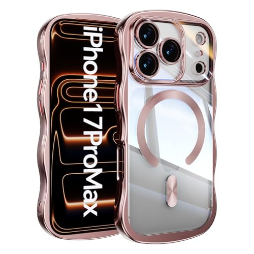 Coque rigide iPhone 17 Pro rose en silicone anti-glisse et vagues