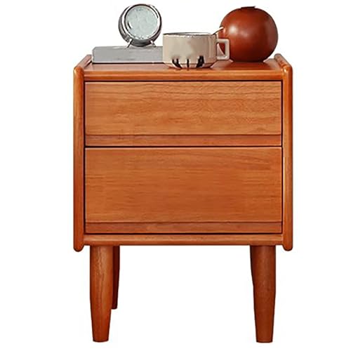 Yajuer Solid Wood Night Stands, Modern Solid Wood Groove Handle Nightstands, Storage Cabinet, Nightstand for Bedroom Bed Side Table End Table(Orange,50 * 40 * 58cm)