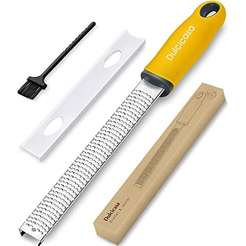 Classic Zester and Grater – Professional Kitchen Lemon Zester for Lime, Cheese, Garlic, Ginger, Chocolate, Vegetables, Fruits, Dishwasher Safe (Narrow)