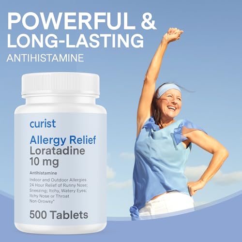 Curist Loratadine 10mg Bulk - 500 Count - All Day Non Drowsy Allergy Medicine - 24 Hour Antihistamine Tablets for Runny Nose, Itchy Eyes, & Sneezing