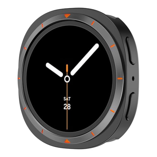 Image of 2 in 1 Metal Rugged Case Compatible with Samsung Galaxy Watch 8 40mm 44mm Shockproof Protect Bumper Case with Back Cover (NO WATCH) (Black and Orange,44mm)