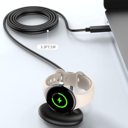 Image of Charger Cable for Google Pixel Watch 4,USB C Quick Charging Dock 3ft Only Compatible with Google Pixel Watch 4 (41mm /45mm) Connected Smartwatch Charger Cord Replacement Charging Cable,1M Black