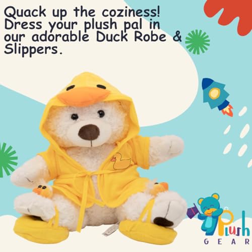 Plush Gear 20121 Duck Robe W/Slippers Plush Toy Outfit Adorable Teddy Bear Clothes - Fits Most 14 Inch-18 Inch Soft Toys - Stuffed Animal Bathrobe Costume Set thumb #1