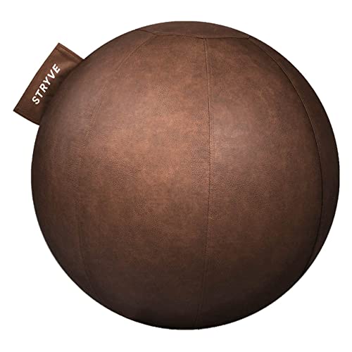 STRYVE Gymnastikball 65cm Natural Brown, ästhetischer Trainingsball für Rücken & Bauch - inkl. Luftpumpe Cover