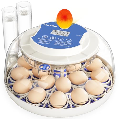 18 Egg Incubator, Hatch Day and Humidity Display, Automatic Turning and Stop, 2 Size Egg Trays, Candling Light, Automatic Water Refill, Air Vent, Hatching Chicken Quail Duck Turkey Goose Birds