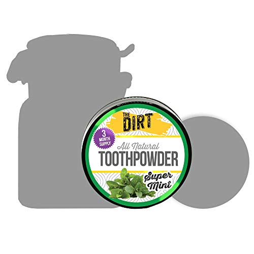 The Dirt Tooth Powder - Fluoride Free - Remineralizing With Essential Oils & Bentonite Clay - Natural Toothpaste Alternative - Available In 6 Flavors (Super Mint, 25G: 3 Month Supply) #TOP4