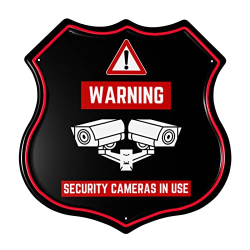 Gymini Security Cameras In Use Signs Metal Security Cameras In Use Sign Shield Metal Sign Decor 11.81 x11.81 In Shield Signs
