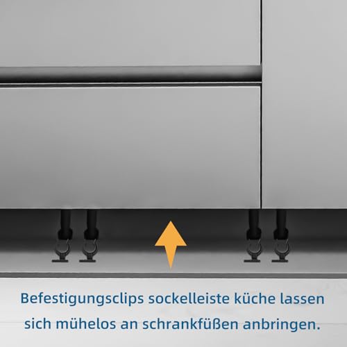 Küchen Sockelleisten Clips, 20 Stück Leistenclips für Sockelleiste Küche mit 60 Schrauben, Sockelblendenhalter & Befestigungsclips für 32-42mm Küchenfüße, Robuste Küchensockel-Lösung