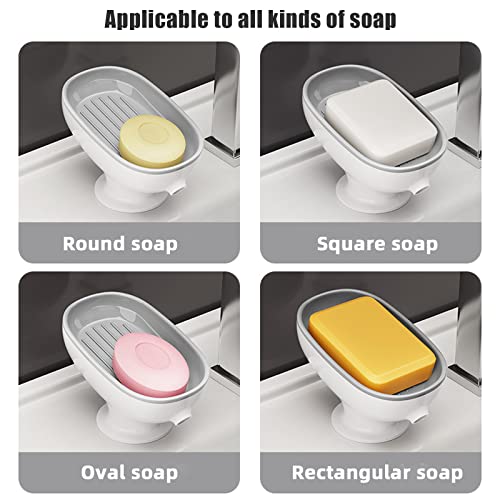 Bar Soap Dish Holder Self Draining Soap Holder With Suction Cup For Shower Bathroom Tub Kitchen Sink Plastic Tray Holder #TOP5