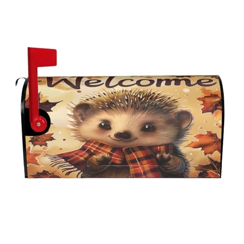 Image of Dujiea Autumn Hedgedog Welcome Mailbox Wraps - Waterproof Magnetic Post Box Cover, Standard Size 25.5 inchX 21 inch Garden Yard Outside Farmhouse Home Decor