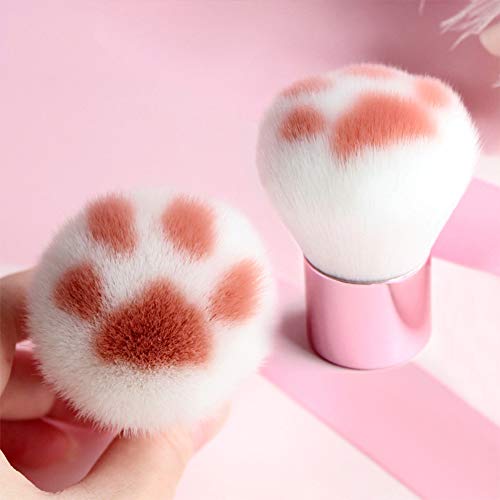 AKOAK 1 Pack Cute Cat's Paw Makeup Brush Multifunctional Soft Fiber Short Handle Loose Powder Brush Blush Brush, Suitable for Outdoor Travel