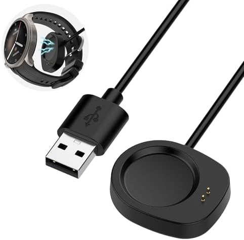 Ermorgen Charging Cable Compatible with Amazfit Helio Strap, Amazfit T-Rex 3 Pro/T-Rex 3/Balance/Balance 2, USB-A to Magnetic Cable, Smartwatch Charger 1m, 3.3ft - Black