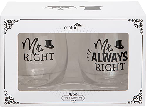 Weingläser, Mr Right Mr Always Right, ohne Stiel, 2 Stück Cover
