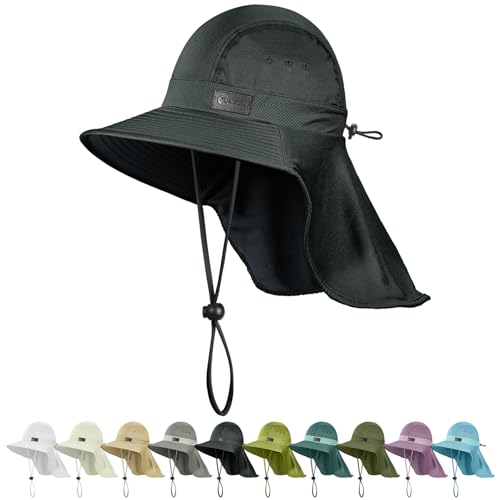 Image of Sukeen Cooling Sun Hat for Men Women UPF50+ Wide Brim Fishing Hat with Neck Flap Adjustable Foldable Bucket Hat for Hiking