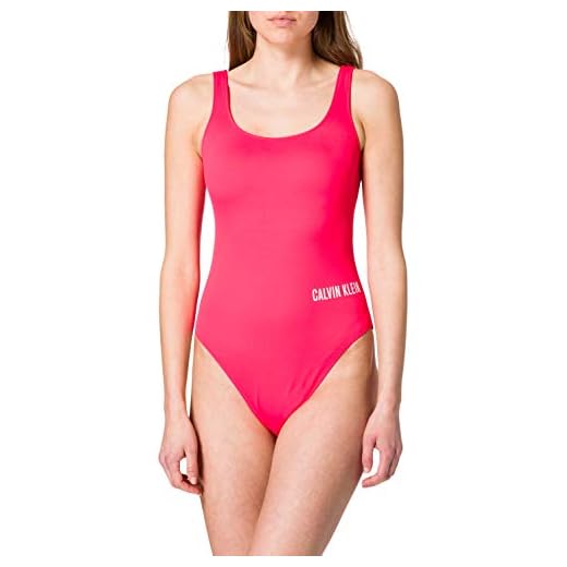 Calvin Klein Fyrkantig baddräkt för kvinnor, diva rosa, M