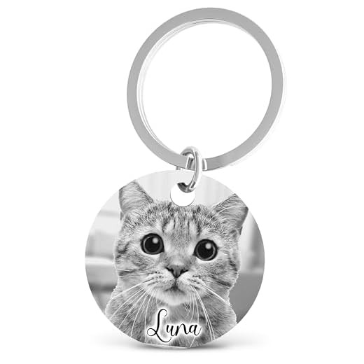 Meinearmbänder Personalisierter Haustier Schlüsselanhänger mit Foto | Individueller Hunde- & Katzenanhänger | Gravur Schlüsselanhänger mit Bild & Text | Einzigartiges Geschenk für Tierliebhaber (1)