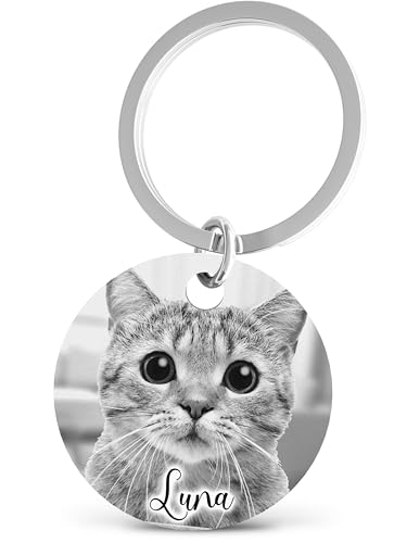 Meinearmbänder Personalisierter Haustier Schlüsselanhänger mit Foto | Individueller Hunde- & Katzenanhänger | Gravur Schlüsselanhänger mit Bild & Text | Einzigartiges Geschenk für Tierliebhaber (1)