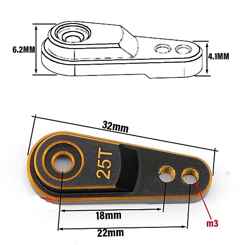 25T Servo Horn Arms Metal RC Servo Horns Multi-Purpose Steering Gear Arm Bidirectional Servo Arm Black Red & Black Gold (2 PCS)