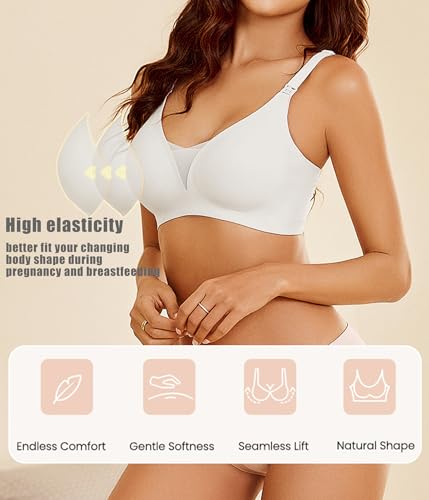 Image of Avidlove Nursing Bras for Breastfeeding Ultra Comfort Seamless Pregnancy Bra Wireless Nursing Bralette White