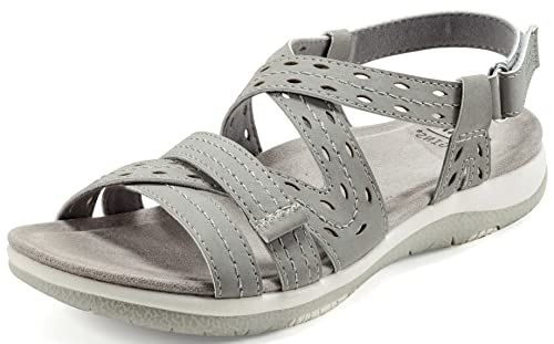 Earth Footwear Women's Sass3 Sandal, Grey, 7.5 W US
