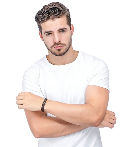 Jstyle Mens Vintage Leather Wrist Band Brown Rope Bracelet Bangle3