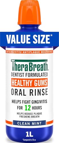 TheraBreath Healthy Gums Oral Rinse, Clean Mint, 1 Liter