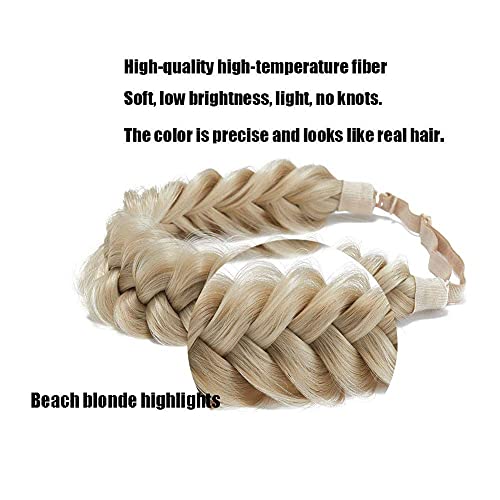 Toecwegr Synthetic Hair Braided Headband Classic Chunky Wide Plaited Wedding Fluffy Braids Wig Women Girl Beauty Accessory (A0Yh12) #TOP4