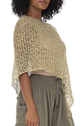 Image of SHU-SHI Summer Ponchos For Women Lightweight Sheer Popcorn Knit Sweater Cape Pullover