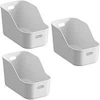 Vista 8 de Contenedores de plástico blancos/organizadores de almacenamiento, cestas de despensa, contenedores para estantes, organizador y almacenamiento