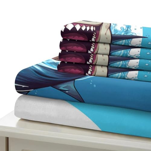 Housse de couette requin 200x200 parure lit microfibre ado