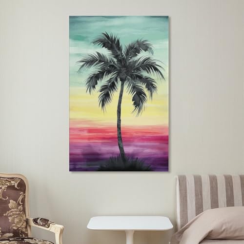 Toile murale palmier tropical decoration interieure maison 40x60