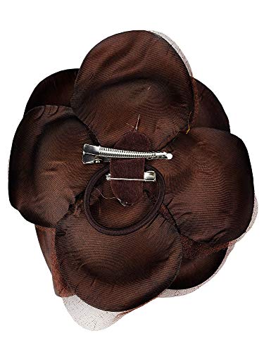 Image of Women's Multifunction Rose Flower Sheer Petal Brooch Pin Hair Tie Clip
