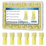 smseace 100Pcs Female Spade Quick Disconnect Connectors 12-10 AWG Quick Connect/Disconnect Connectors for Auto,Boat,Industrial Application