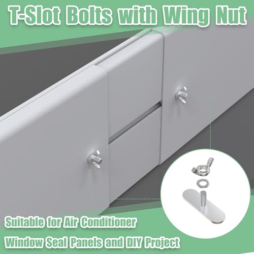 Image of T-Slot Bolts with Wing Nut,20 Packs M5x12mm Thread Size T-Bolts,Sliding T-Bolt with Butterfly Nut and Washer,T-Track Bolts and Wing Knobs for AC Winsow Seal Panels and DIY Project