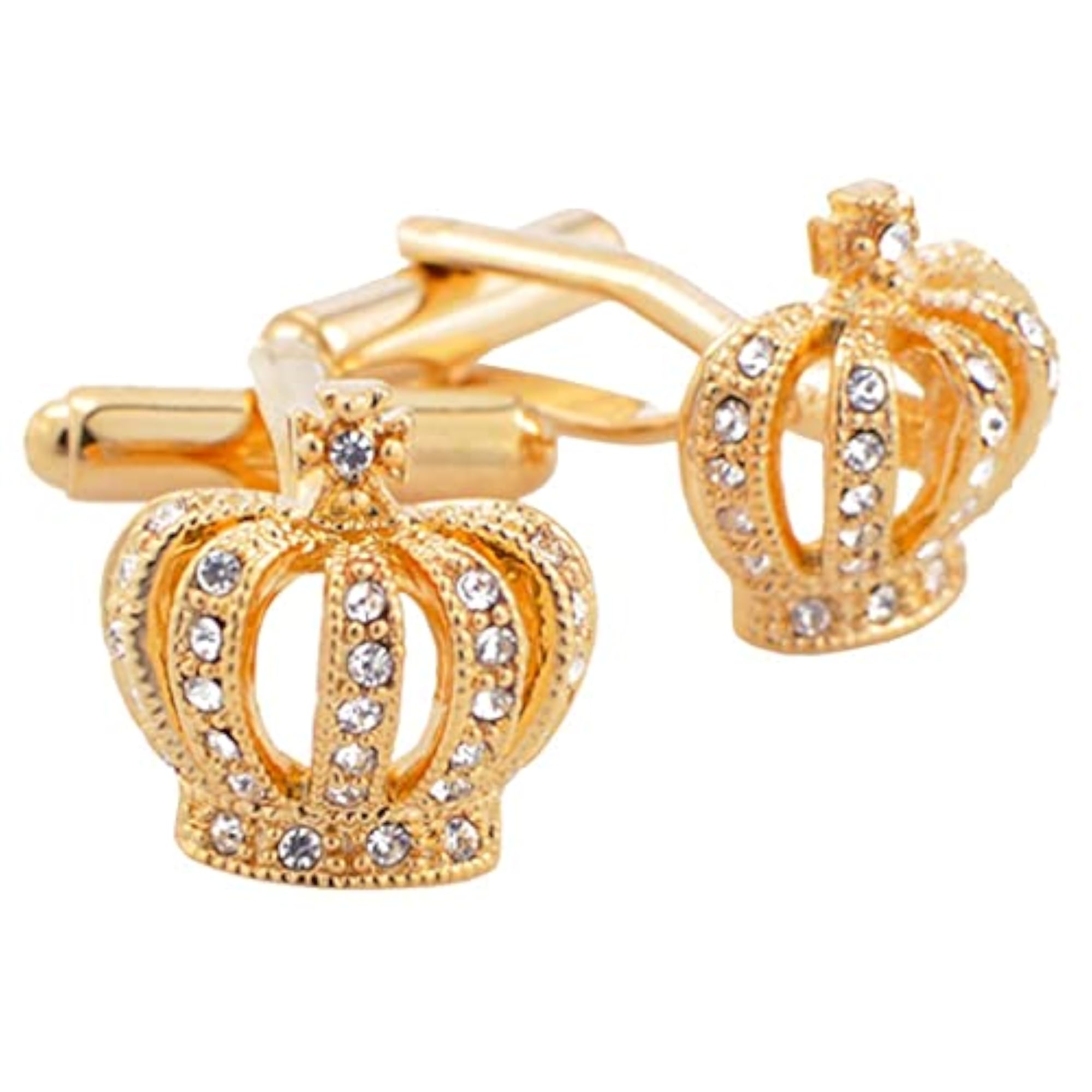 Vintage Crown Cufflinks with Crystal Accents, Wedding