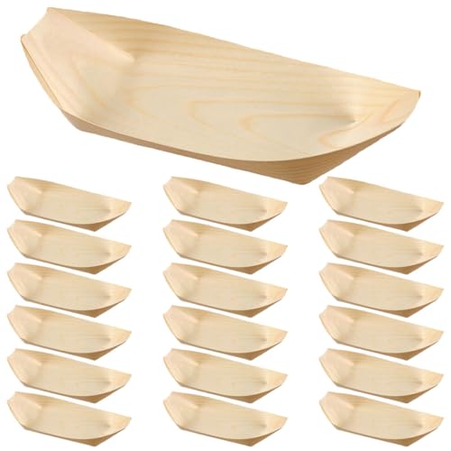 Platos desechables de madera para sushi 200 pzas miniatura 1